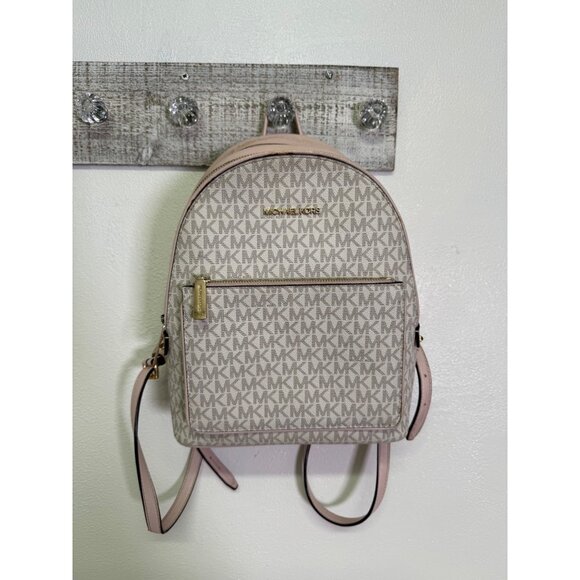 Michael Kors ADINA Soft Pink Medium Backpack MK Logo Leather City Chic - Picture 1 of 16